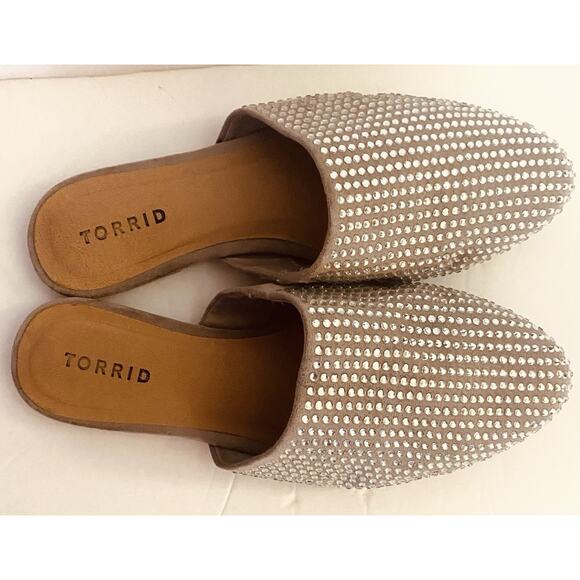 Torrid Sz 8W Blingy Sparkle Studs Fabric Upper Slip On Mule - Picture 4 of 7